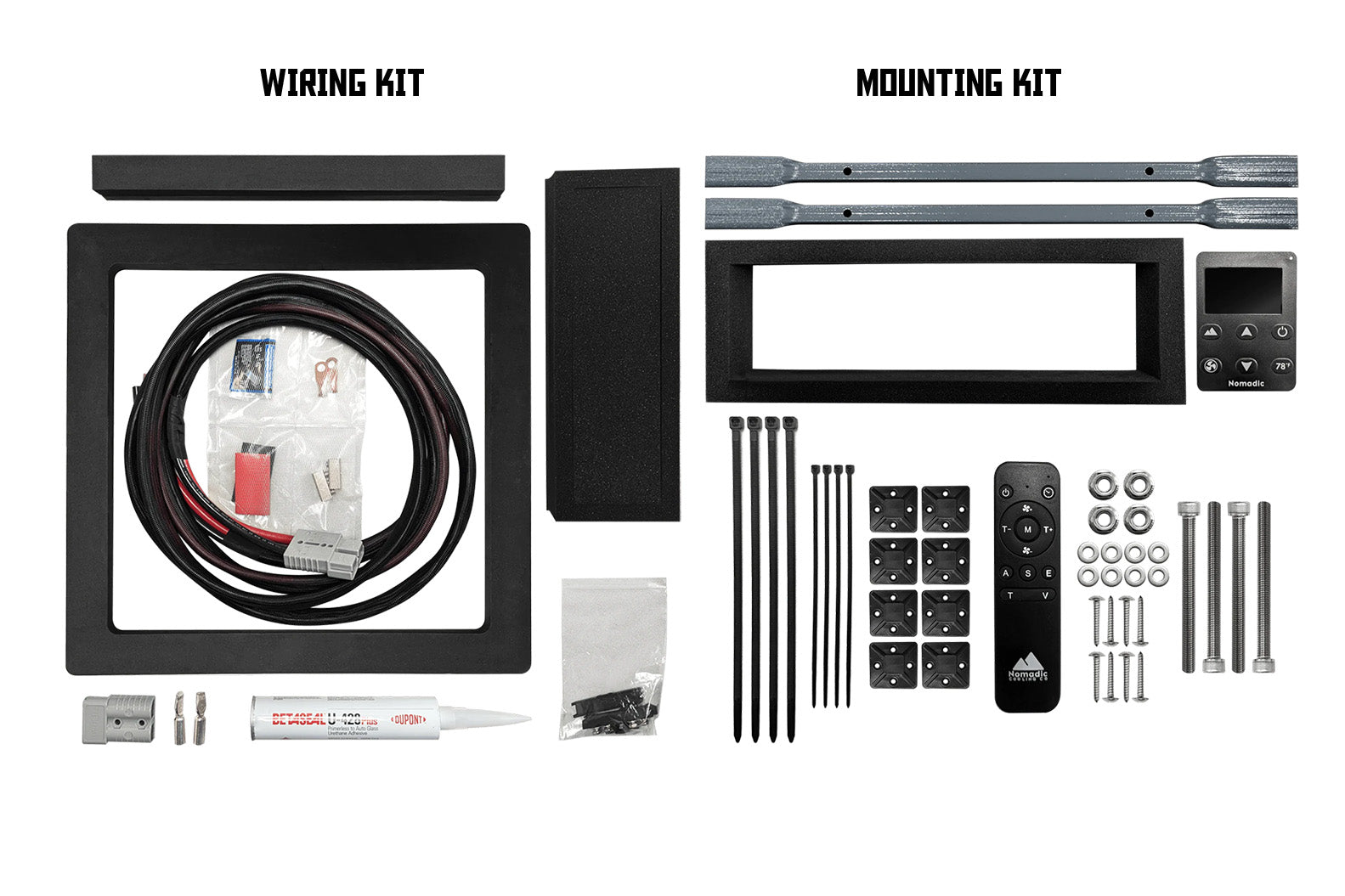 the contents of a nomadic x3 DIY kit