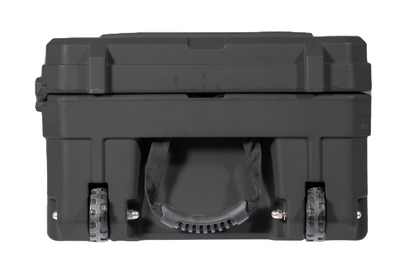 Side profile of the ROAM 128L Rolling Rugged Case with sturdy handles and all-terrain wheels