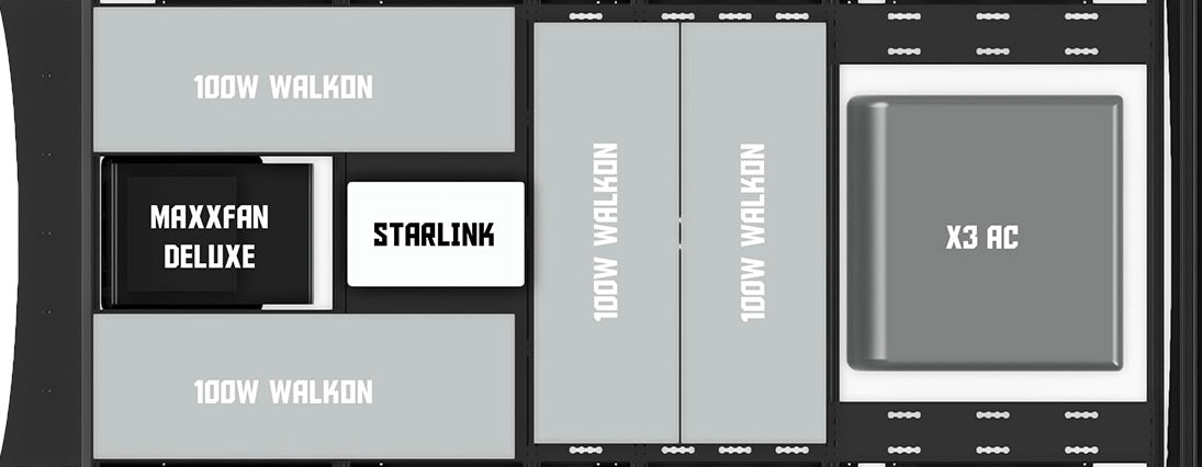 Orion Stealth+ Roof Rack with velit AC and solar