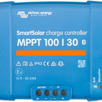 Blue Victron Energy SmartSolar charge controller on a white background