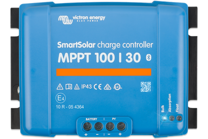 Blue Victron Energy SmartSolar charge controller on a white background