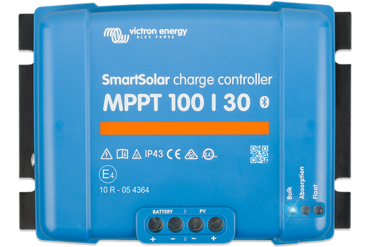 Blue Victron Energy SmartSolar charge controller on a white background