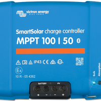 Blue Victron Energy SmartSolar charge controller on a white background