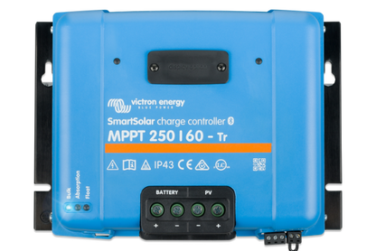Blue Victron Energy SmartSolar charge controller on a white background
