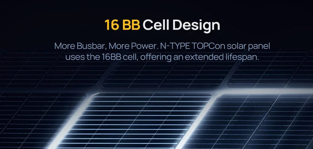 16BB Cell Design with Extended Lifespan - BougeRV N-Type Solar Panel