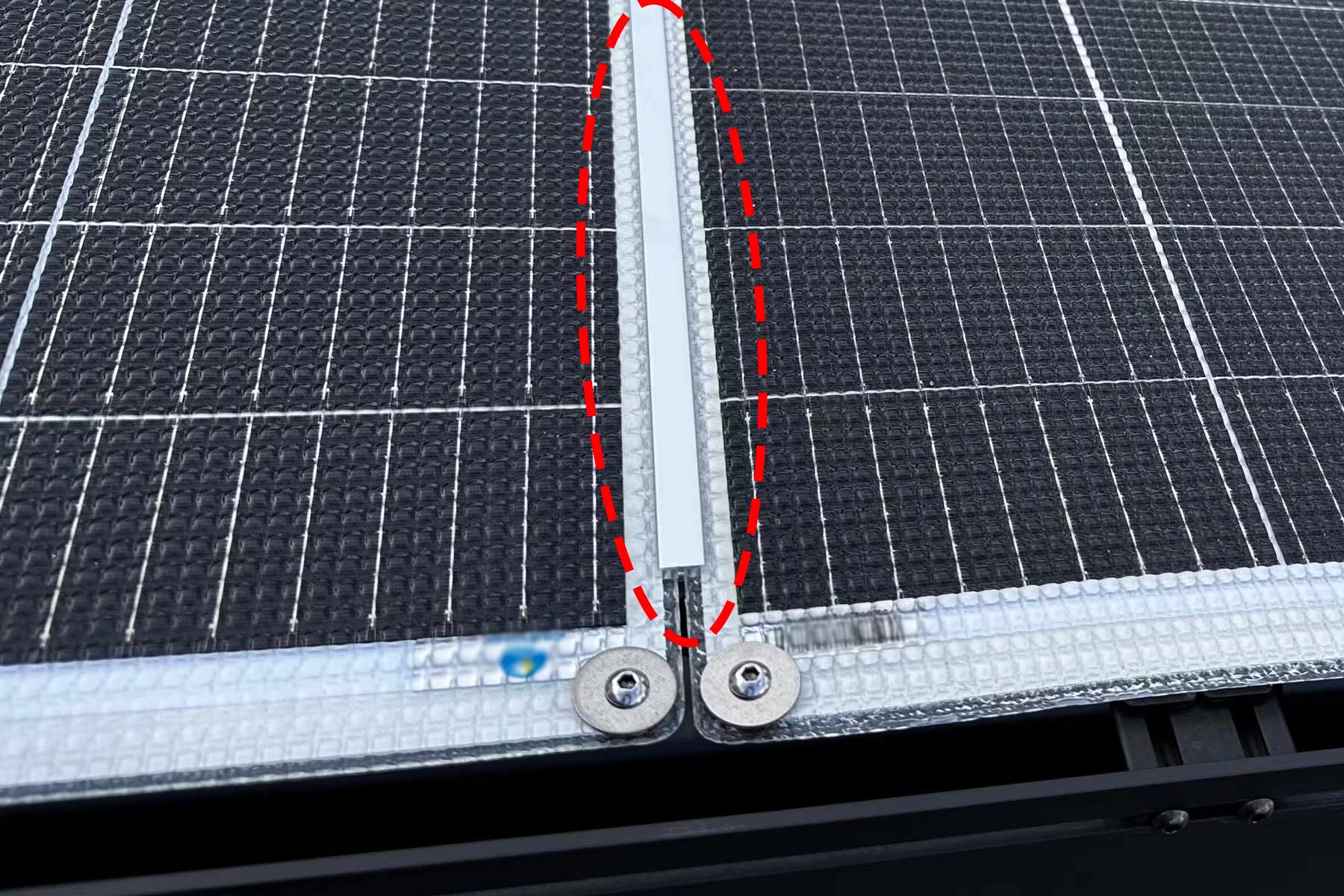 Two 175 watt walkable solar panels with one H channel rail