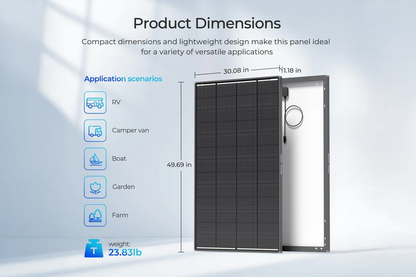 200 watt renogy shadowflux solar panel dimensions 