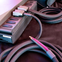 20-foot 48V EcoFlow air conditioner cable coiled with connector and exposed wires