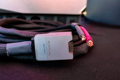 EcoFlow 48V air conditioner cable showing braided housing and stripped copper ends