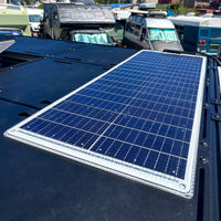 65 watt walkable solar panel on orion van gear roof rack with modular deck panels