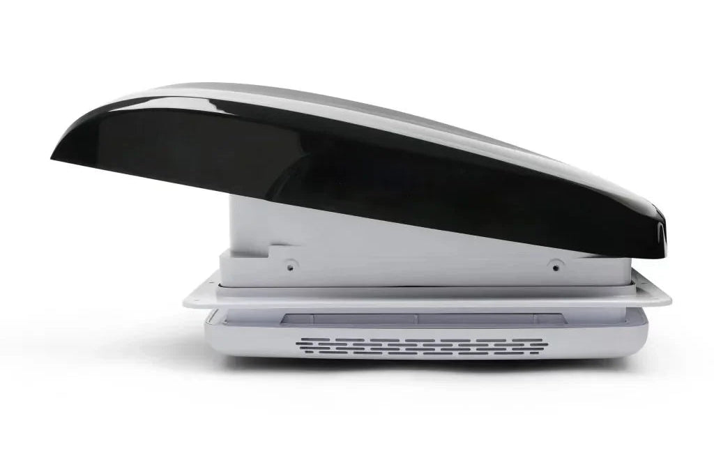 ProBreeze Vent System brushless roof fan open, low-profile black dome, 14×14 in