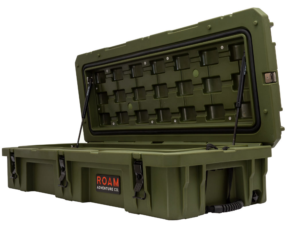 green opened 95L Roam Rugged Case