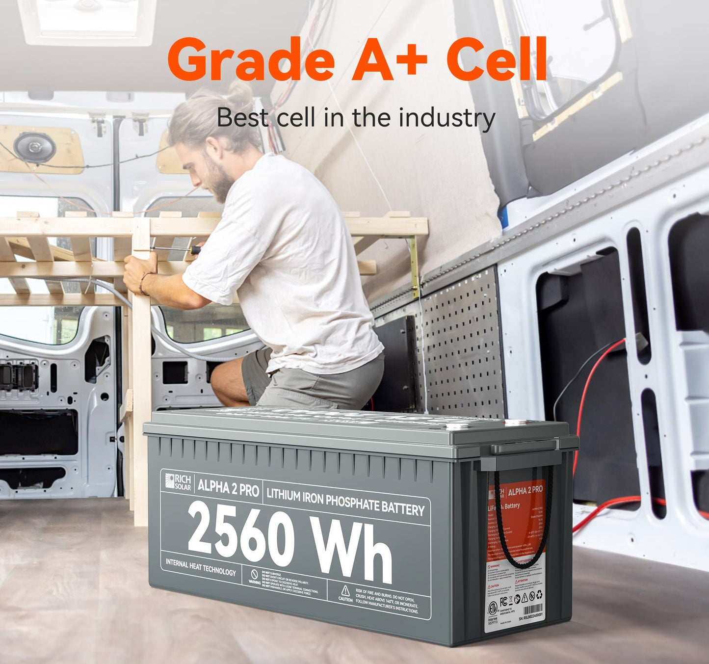 A+ Grade Cells LiFePO4 Battery for RV, Van, and Off-Grid Applications
