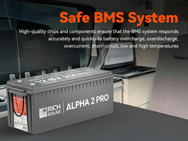 12V 200Ah Battery with BMS Protection and Real-Time Monitoring via App
