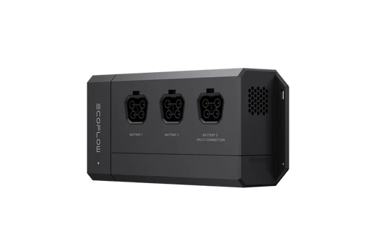 Angled view of EcoFlow Power Dock showing 48V DC output and input connections