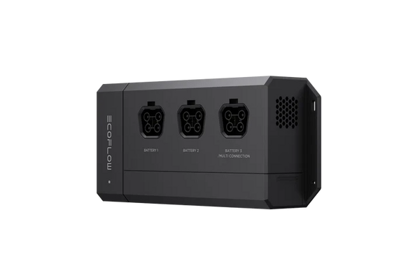 Angled view of EcoFlow Power Dock showing 48V DC output and input connections