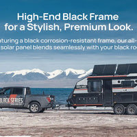 High-End Black Frame for Stylish, Premium Look on BougeRV Bifacial Solar Panel