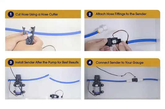 Step-by-step guide on how to install a hose system with pump and gauge.