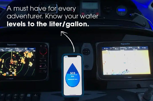 Phone displaying water level information with a car dashboard in the background