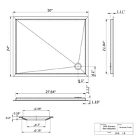 Tetravan corner drain shower pan specs