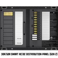 EcoFlow 50A smart AC/DC distribution panel with labeled circuit breakers for off-grid or RV electrical systems.