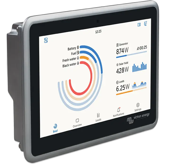 Digital display screen with energy monitoring software on a white background