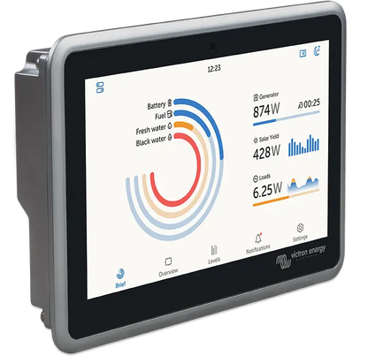 Digital display screen with energy monitoring software on a white background