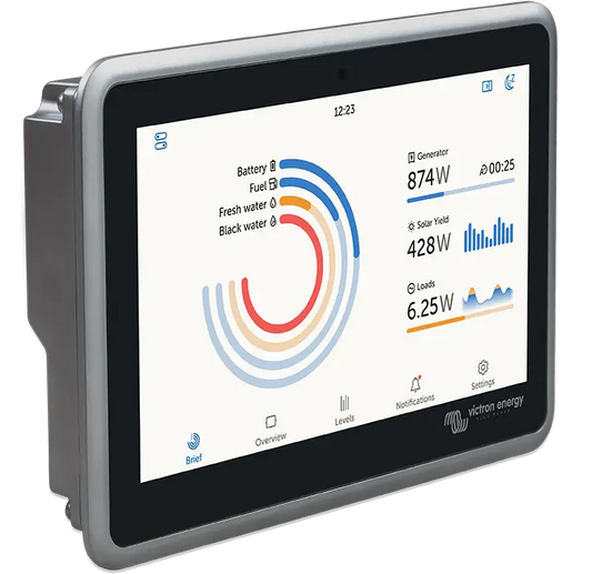 Digital display screen with energy monitoring software on a white background