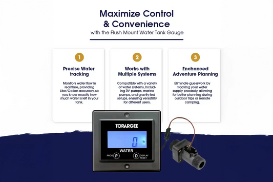 Hardwired fresh water tank gauge for van, RV, trailer, or boat