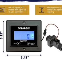 Topargee digital water meter with display and wiring on a white background