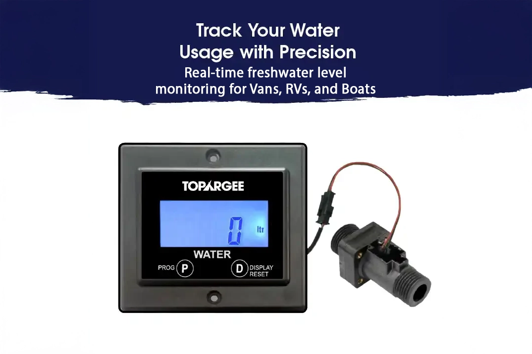 Flush mount fresh water tank gauge with inline sender kit