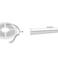 Close-up view of the LED light strip and PVCFiamma F80S/F65L awning diagram, showing size of LEDs