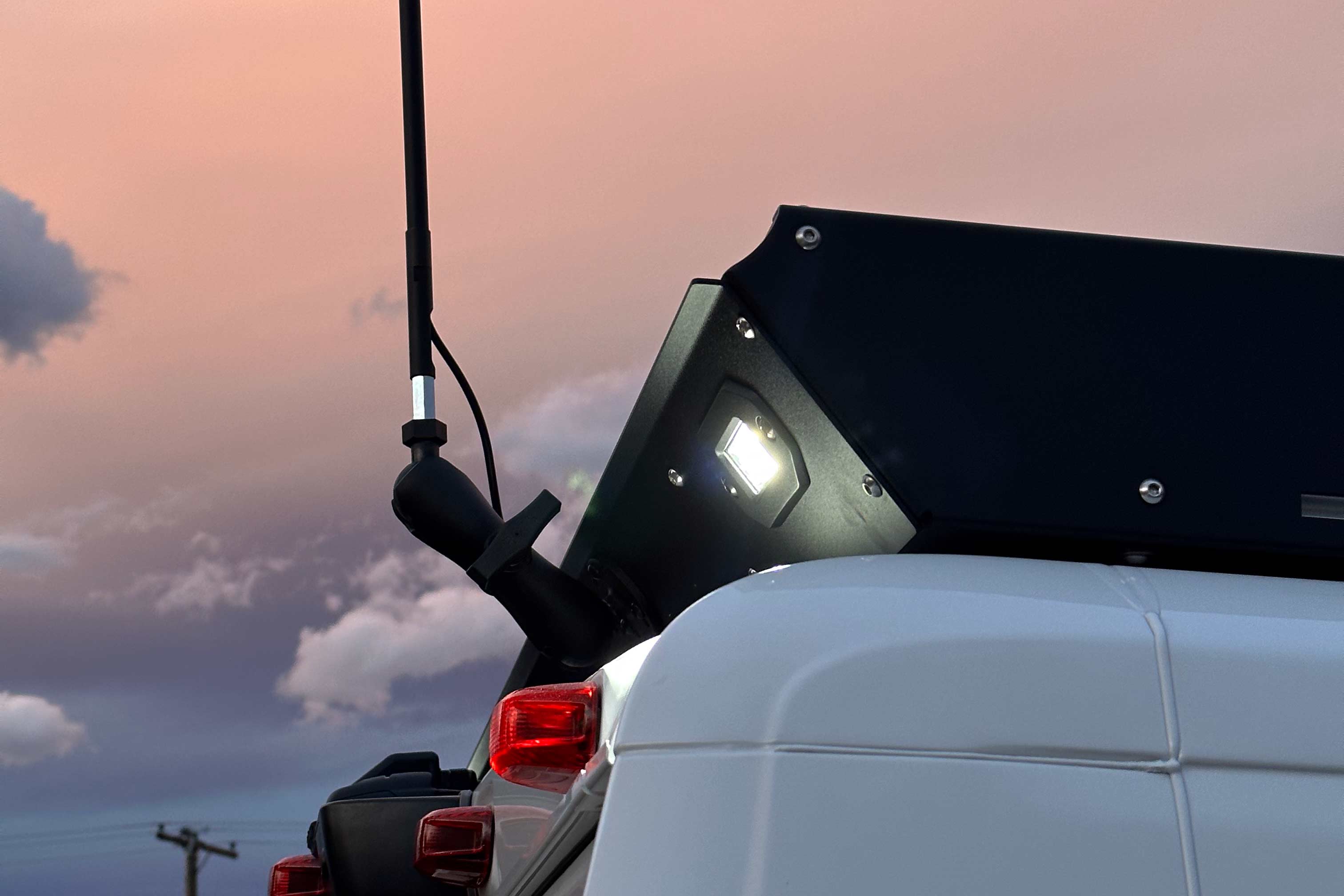 Flush Scene Light  mounted to an Orion roof rack