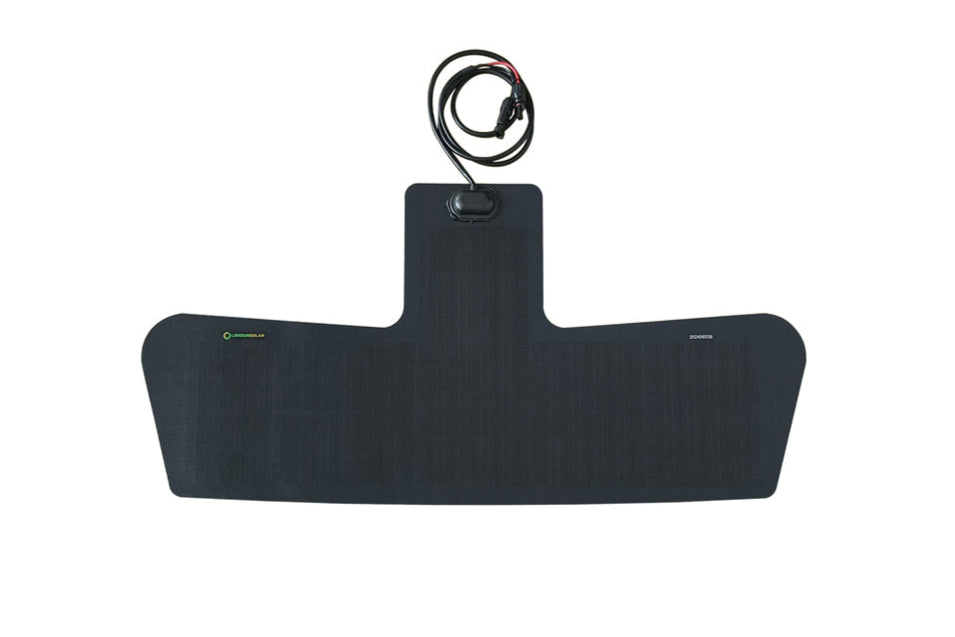 Lensun 45W flexible solar panel for Ford Transit hood – top-down view on white background