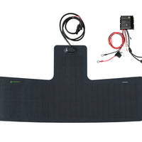 Ford Transit 45W hood solar panel shown with optional 10A waterproof MPPT charge controller