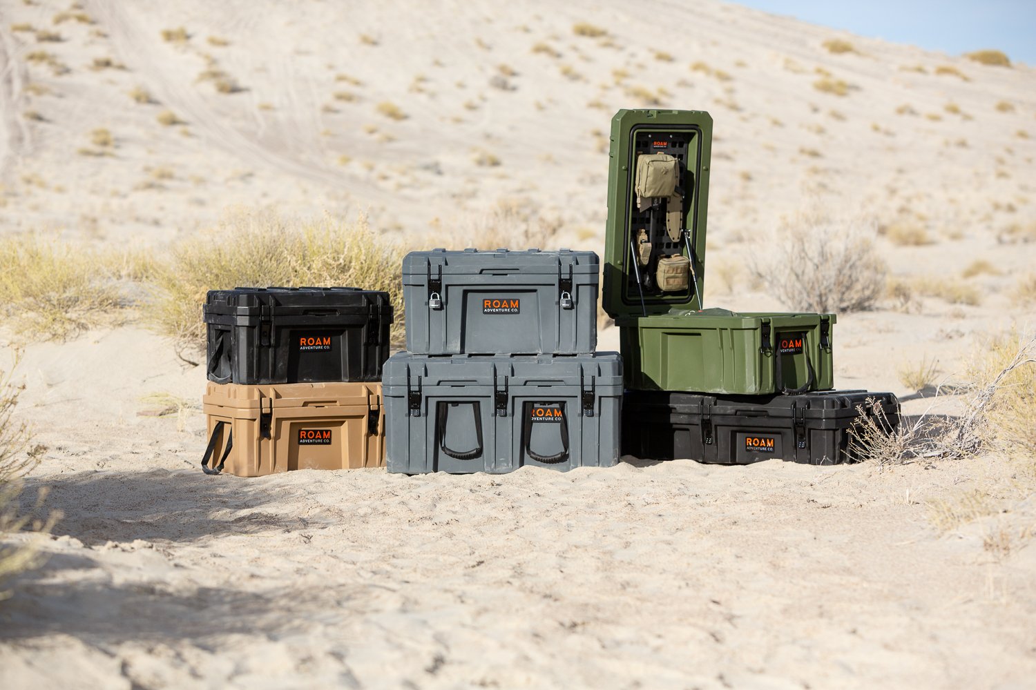 Roam cases in all sizes on sand 