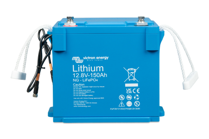 Victron Lithium NG LiFePO4 Battery 12.8V 150Ah – front angle view with smart terminals and rugged IP65-rated case