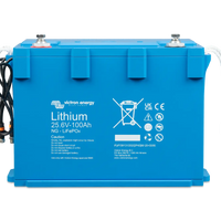 Victron Lithium NG LiFePO4 Battery 25.6V 100Ah – front angle view with durable IP65 enclosure and integrated smart monitoring terminals