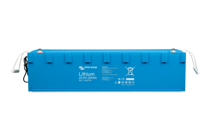 Victron Lithium NG LiFePO4 Battery 25.6V 300Ah – front angle view showing heavy-duty IP65 case and advanced smart battery terminals