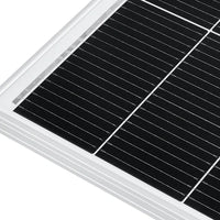 Close-up of a solar panel with a white border on a white background