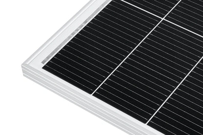 Close-up of a solar panel with a white border on a white background