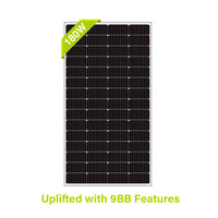 NewPowa 180W Monocrystalline 12V Solar Panel with sleek black surface, showcasing its high-efficiency design and durable construction.