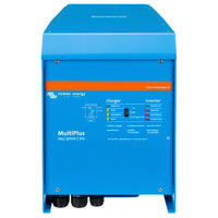 Blue Victron Energy MultiPlus charger and inverter on a white background