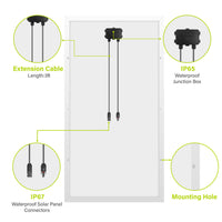 Backside of NewPowa 180W Monocrystalline 12V Solar Panel