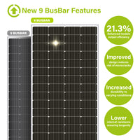 NewPowa 180W Monocrystalline 12V Solar Panel 9 busbar features