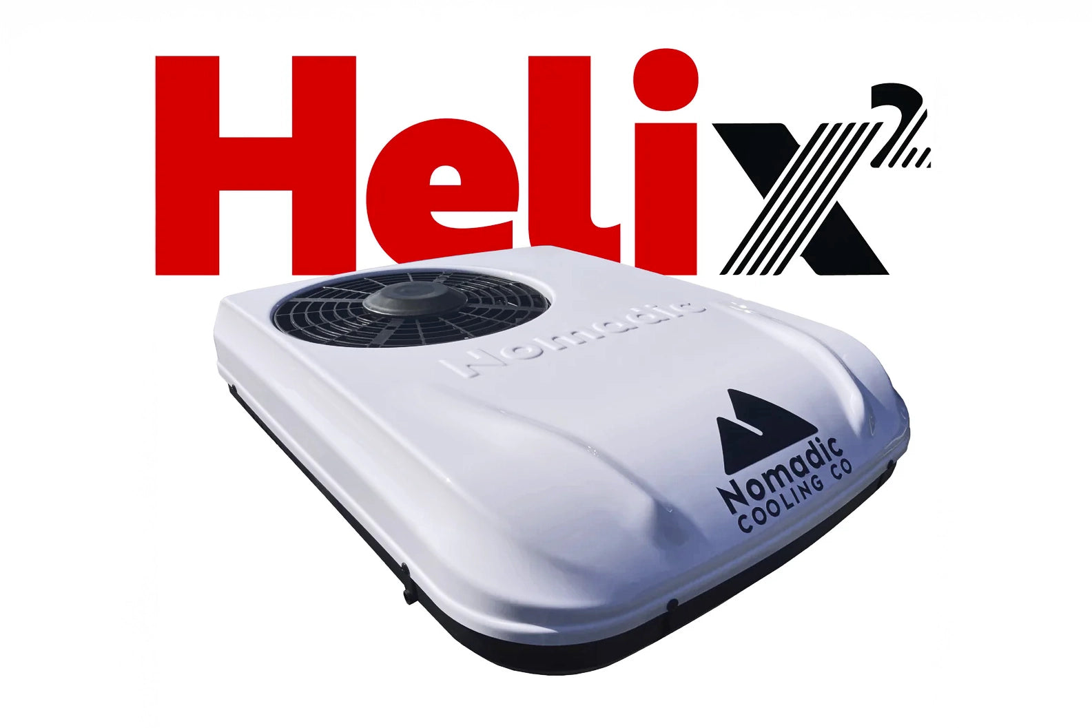 X2 Helix white shroud top view, low-profile DC AC for vans and RVs