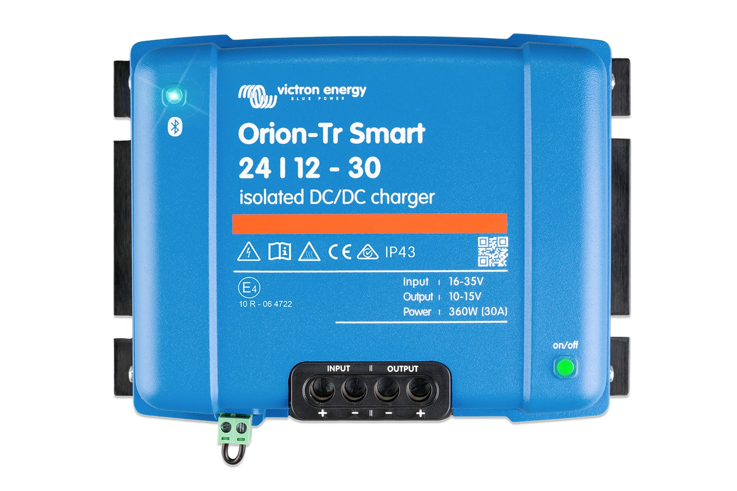 Blue Victron Energy Orion-Tr Smart DC/DC charger on a white background
