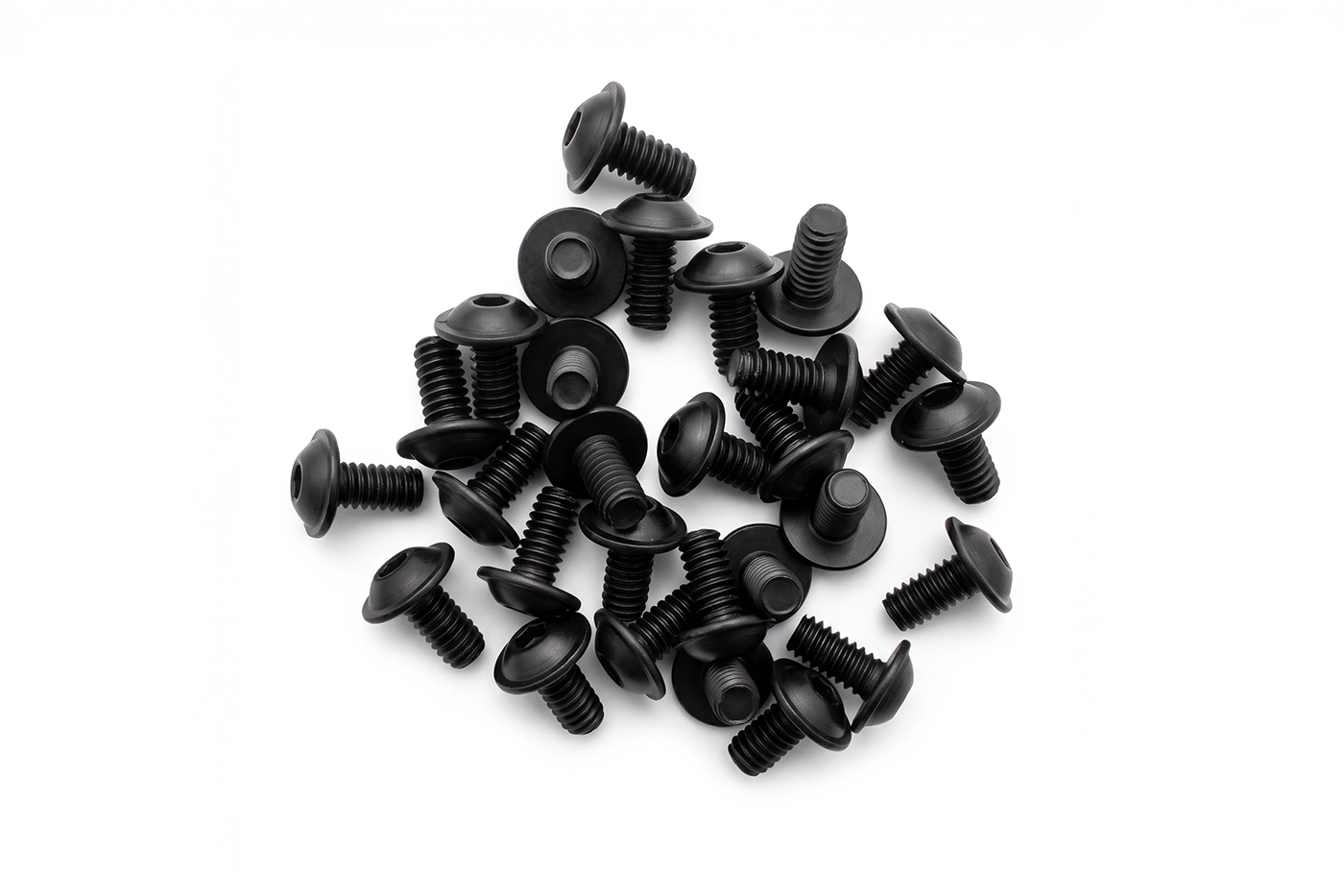 1/4-20 Flanged Button Head Socket Screws - Black 316 Stainless Steel (26-Pack, 5 Lengths: 3/8 in to 1 in)