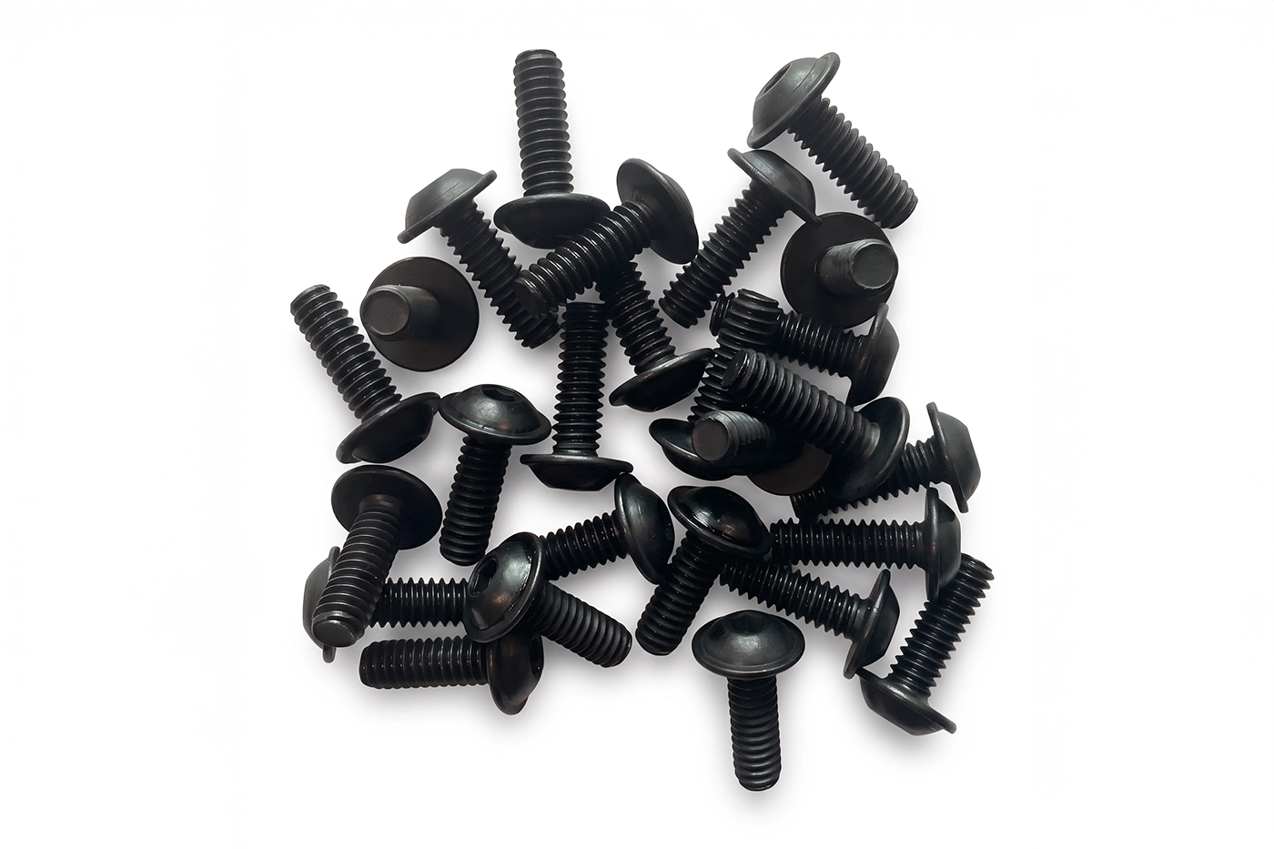 1/4-20 Flanged Button Head Socket Screws - Black 316 Stainless Steel (26-Pack, 5 Lengths: 3/8 in to 1 in)