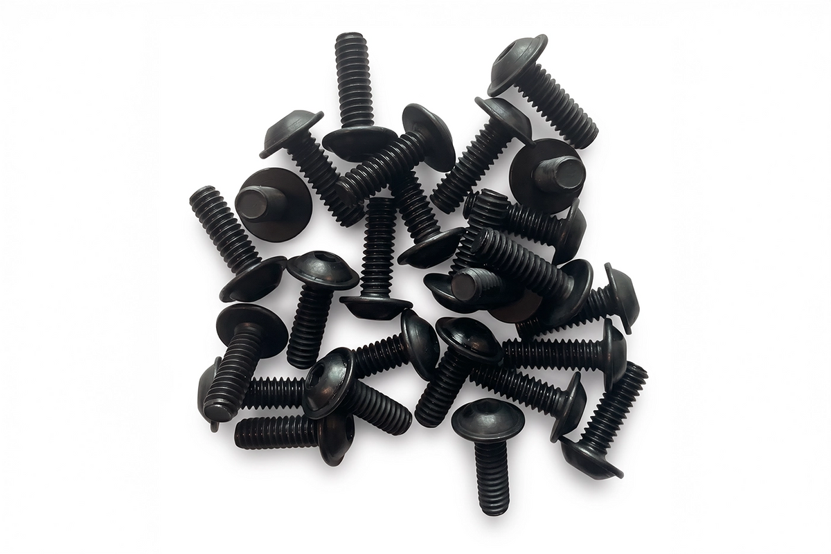 1/4-20 Flanged Button Head Socket Screws - Black 316 Stainless Steel (26-Pack, 5 Lengths: 3/8 in to 1 in)